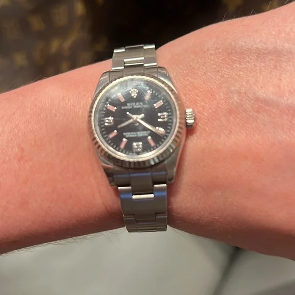 🩷Authentic Rolex Oyster Perpetual Women Watch Stainless Steel Silver Pink Black - Picture 5 of 16